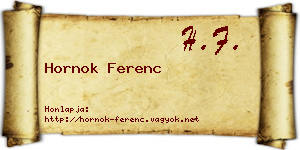 Hornok Ferenc névjegykártya